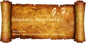 Gescheit Henrietta névjegykártya